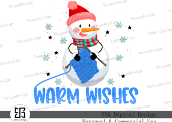 Warm wishes Snowman Sublimation t shirt design for sale