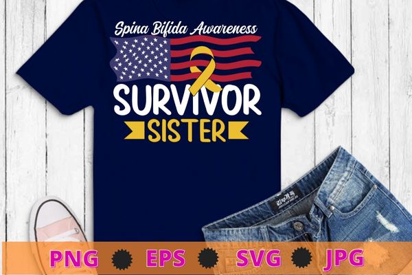Spina Bifida survivor sister Awareness Yellow Ribbon gifts T-shirt design svg, Spina Bifida, survivor, grandma, Yellow Ribbon