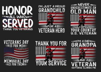 6 design of US Veteran veterans day Us Patriot Real american stand for the flag T-Shirt design svg, Veterans day 2022, memorial day, Independance day
