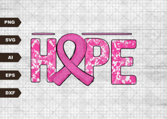 Hope PNG | Sublimation design | Breast cancer awareness | Cancer awareness shirt | Pink ribbon | Leopard print | Breast cancer sublimation