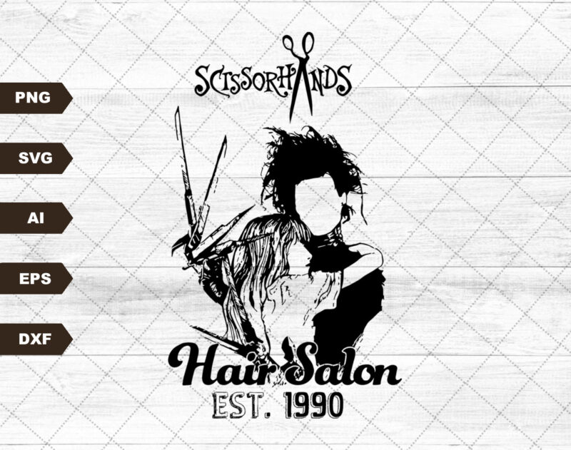 Scissorhands Hair Salon PNG & SVG Digital Download|sublimation|cricut