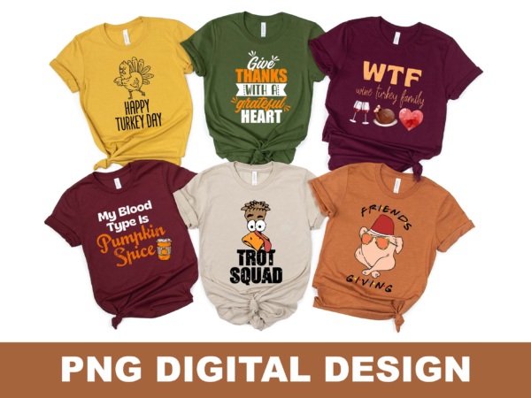 Happy turkey day thanksgiving png sublimation design