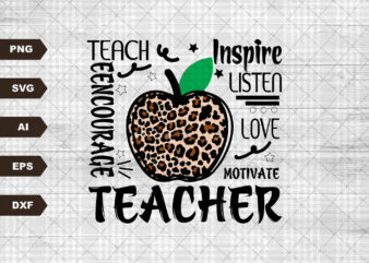 Leopard Teacher Apple SVG, Teacher Svg, Teacher Apple svg, Teacher Shirt, Teacher Life Svg, Teacher Quote Svg, Back To School Cut File