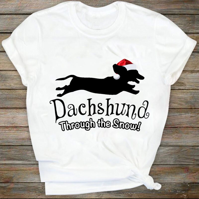 Dachshund Through The Snow Svg| Dachsund with Santa Svg |Teckel Svg | Doxie cut file