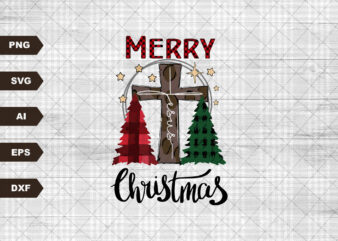 Cross Jesus Png, Merry Christmas Trees svg, Santa Hat, Christian, Holiday svg, Retro Christmas svg, Christmas Shirt Design, Sublimation File