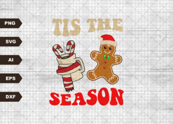 Tis the season PNG| Cookies & milk Christmas svg| Retro Christmas| Printable
