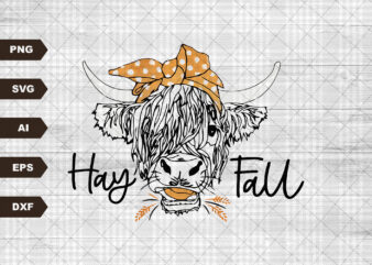 Hay Fall Cow Svg file, Svg Files For Cricut, 24oz Venti Cold Cup Design, EPS file, svg file, JPG file Download