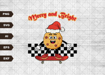 Christmas Merry and bright PNG| Christmas Gingerbread Man svg| Retro Christmas| Printable t shirt vector file