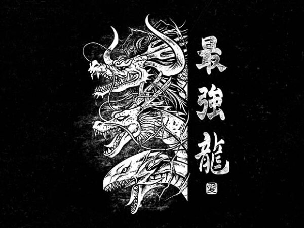 Trio dragon bw t shirt designs for sale