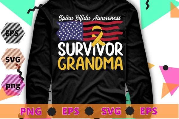 Spina Bifida survivor grandma Awareness Yellow Ribbon gifts T-shirt design svg, Spina Bifida, survivor, grandma, Yellow Ribbon