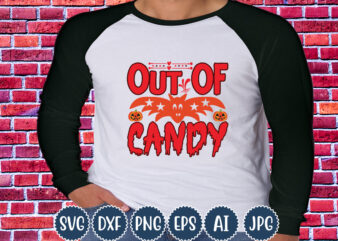 Halloween T-shirt Design, Out Of Candy, Matching Family Halloween Outfits, Girl’s Boy’s Halloween Shirt,