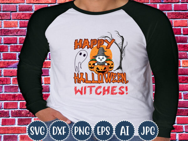 Halloween t-shirt design, happy halloween, witches!, matching family halloween outfits, girl’s boy’s halloween shirt,