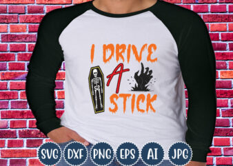 Halloween T-shirt Design, I Drive A Stick, Matching Family Halloween Outfits, Girl’s Boy’s Halloween Shirt,