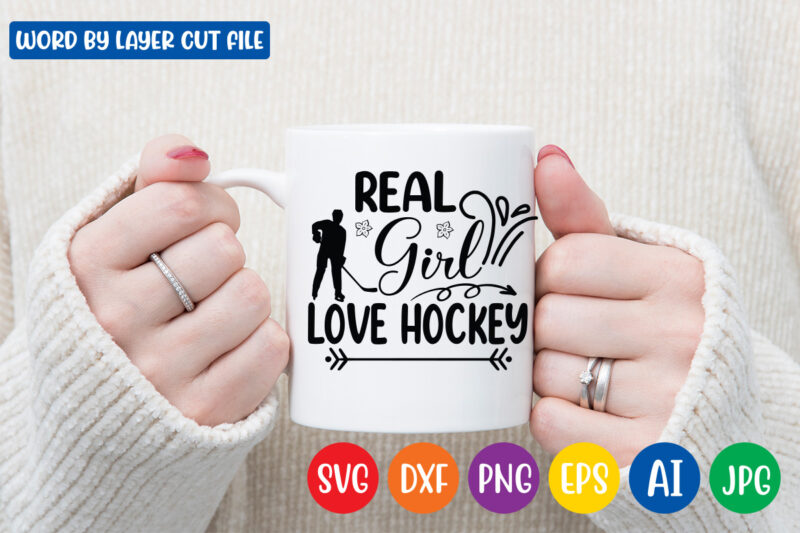 Real Girl Love Hockey SVG Vector T-shirt Design