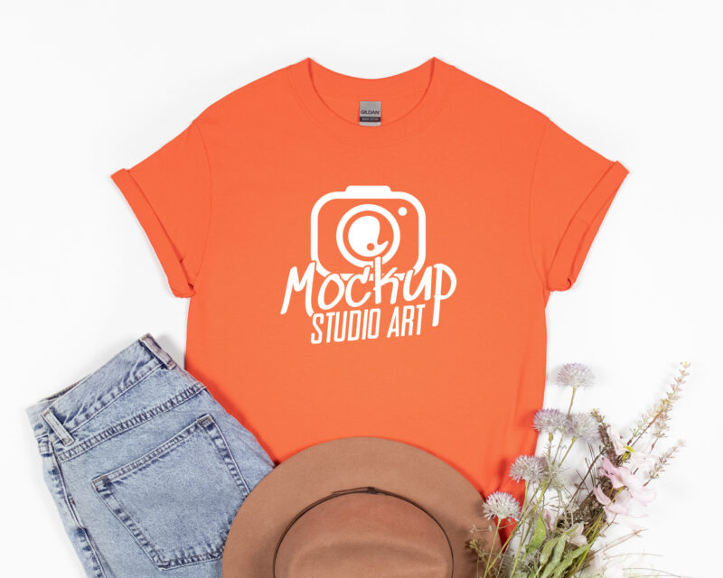 Gildan 5000, T-shirt Mockups, Flat Lay Mockup, 45 Mockups