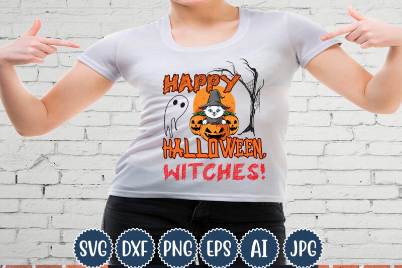 Halloween T-shirt Design, Happy Halloween, Witches!, Matching Family Halloween Outfits, Girl’s Boy’s Halloween Shirt,