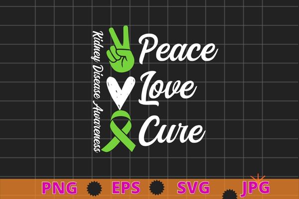 Peace love cure hand peace women kidney disease awareness t-shirt design svg, peace love cure, hand peace, women, kidney disease awareness t-shirt png