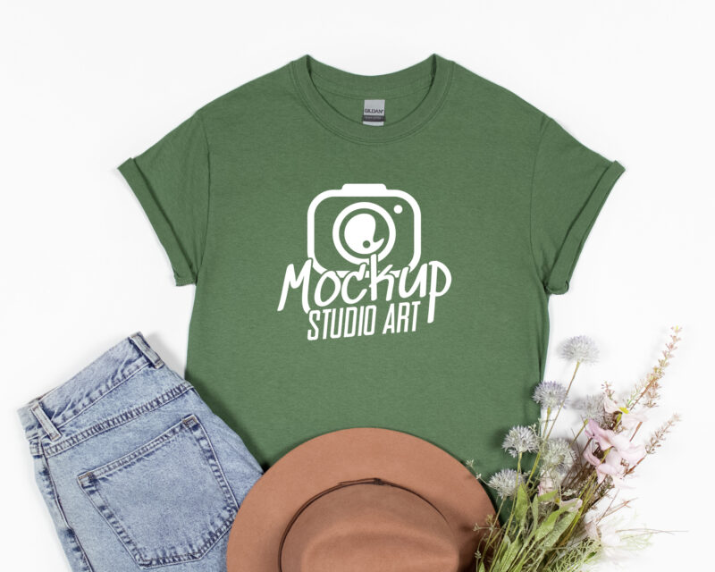 Gildan 5000, T-shirt Mockups, Flat Lay Mockup, 45 Mockups