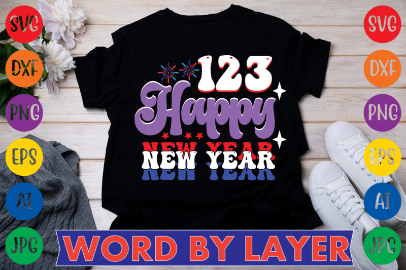 123 Happy New Year T-shirt Design