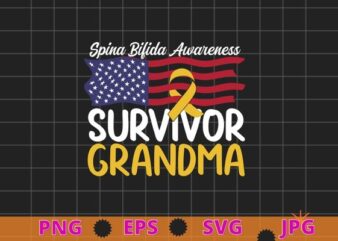 Spina Bifida survivor grandma Awareness Yellow Ribbon gifts T-shirt design svg, Spina Bifida, survivor, grandma, Yellow Ribbon