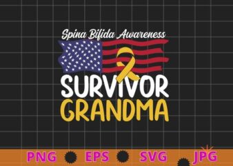 Spina Bifida survivor grandma Awareness Yellow Ribbon gifts T-shirt design svg, Spina Bifida, survivor, grandma, Yellow Ribbon