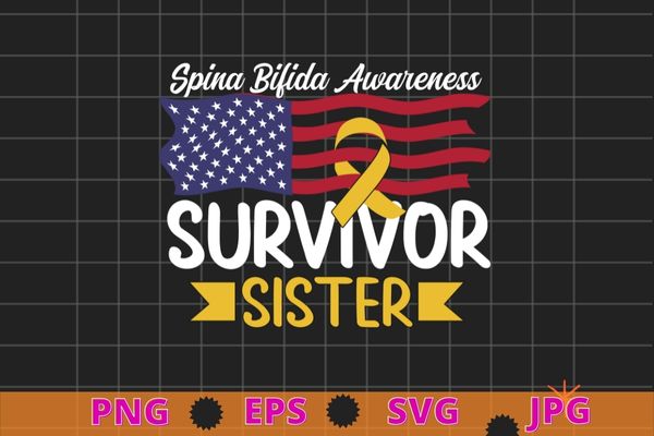Spina bifida survivor sister awareness yellow ribbon gifts t-shirt design svg, spina bifida, survivor, grandma, yellow ribbon