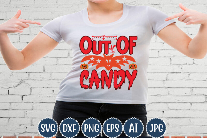 Halloween T-shirt Design, Out Of Candy, Matching Family Halloween Outfits, Girl’s Boy’s Halloween Shirt,