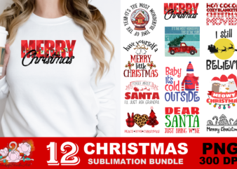 Merry Christmas Believe Santa PNG Sublimation Design
