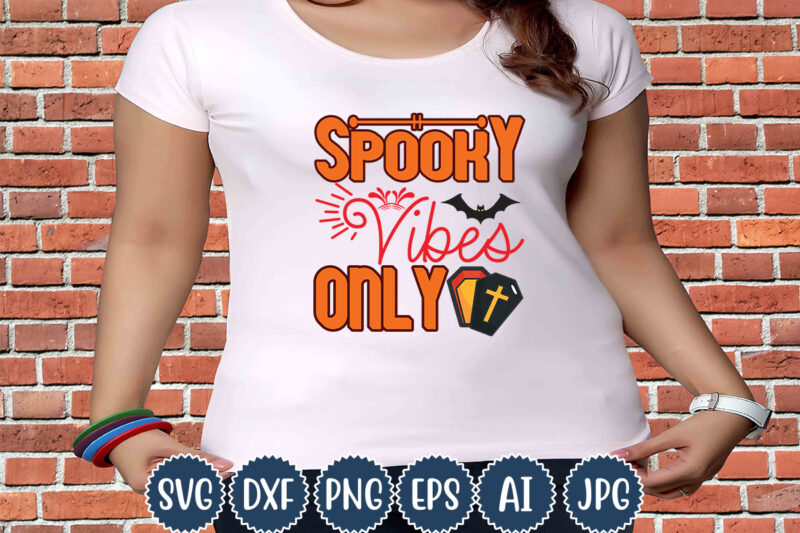 Halloween T-shirt Design, Spooky Vibes Only, Matching Family Halloween Outfits, Girl’s Boy’s Halloween Shirt,