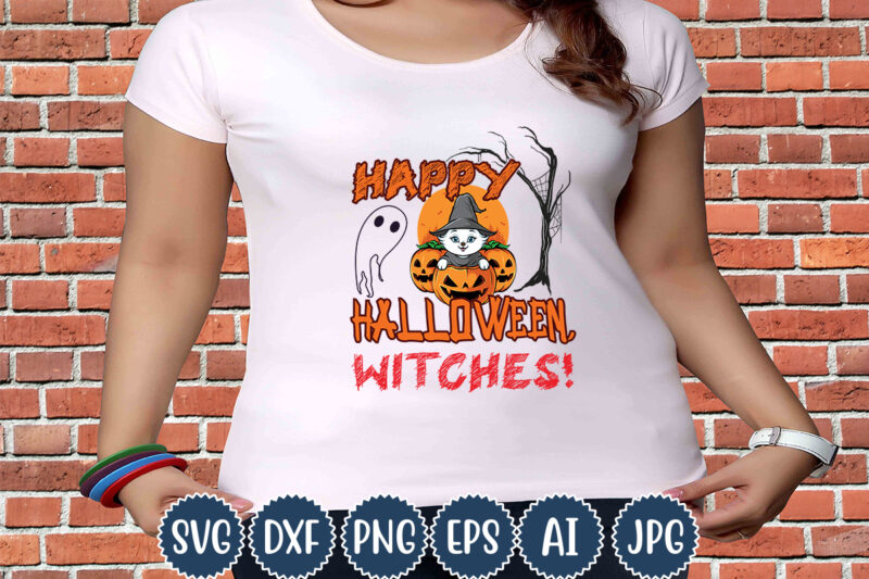 Halloween T-shirt Design, Happy Halloween, Witches!, Matching Family Halloween Outfits, Girl’s Boy’s Halloween Shirt,