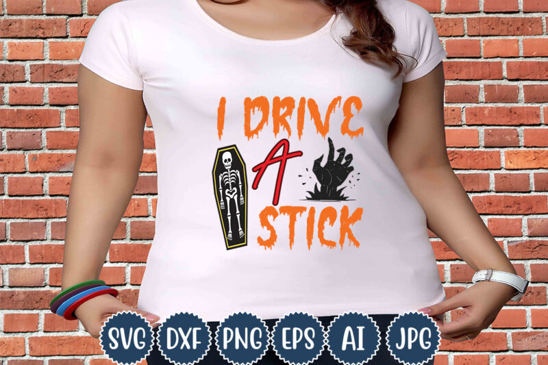 Halloween T-shirt Design, I Drive A Stick, Matching Family Halloween Outfits, Girl’s Boy’s Halloween Shirt,