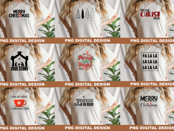 Christmas merry and bright png sublimation design
