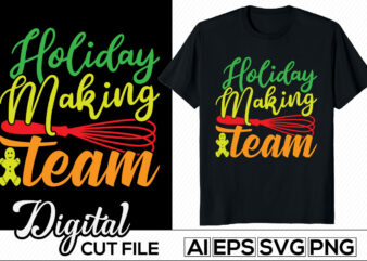 holiday baking team, holidays event inspirational saying, christmas lettering retro style design, christmas baking crew graphic badge template