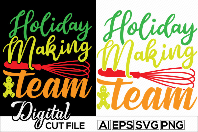 holiday baking team, holidays event inspirational saying, christmas lettering retro style design, christmas baking crew graphic badge template