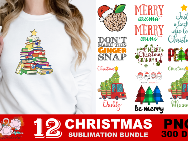 Christmas tree book be merry png sublimation design