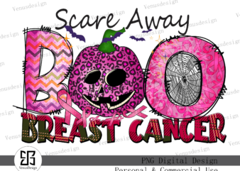 Boo Scare Away Breast Cancer Sublimation t shirt template