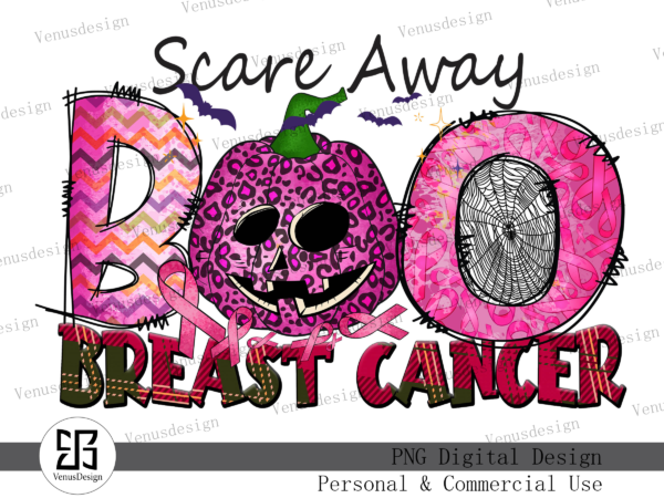 Boo scare away breast cancer sublimation t shirt template