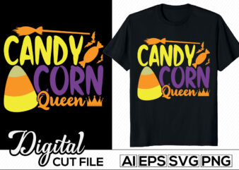 candy corn queen, halloween t -shirt design, candy and sweets, pumpkin patch, halloween candy retro shirt design