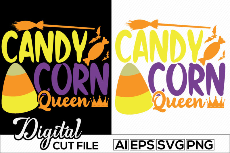candy corn queen, halloween t -shirt design, candy and sweets, pumpkin patch, halloween candy retro shirt design