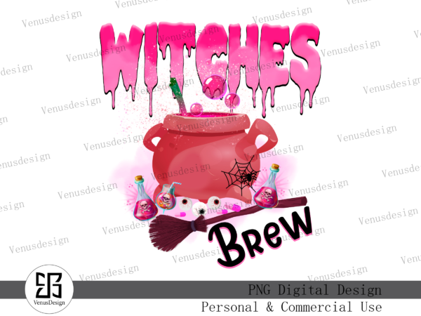 Witches brew halloween sublimation t shirt design for sale