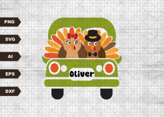 Turkey Truck Svg, Vintage Truck Back Svg, Boys Thanksgiving Svg Dxf Eps Png, Fall Cut Files, Monogram Svg, Kids Clipart, Silhouette, Cricut