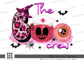 The Boo Crew Halloween Sublimation t shirt designs for sale