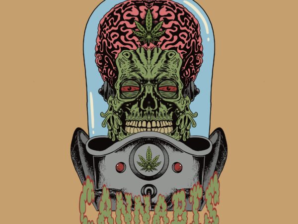 Alien cannabis t shirt vector