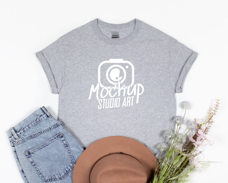 Gildan 5000, T-shirt Mockups, Flat Lay Mockup, 45 Mockups