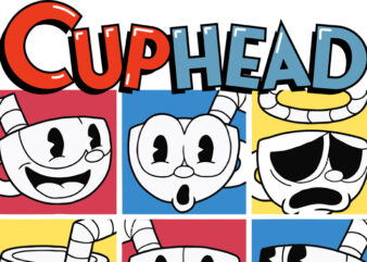 Cuphead Different Emotions t shirt vector file