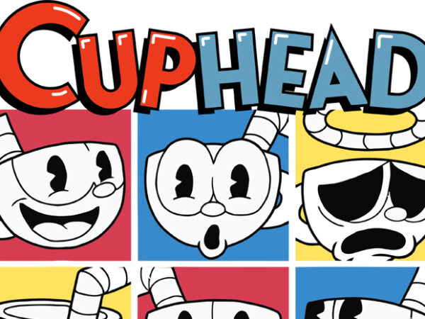 Cuphead different emotions t shirt vector file
