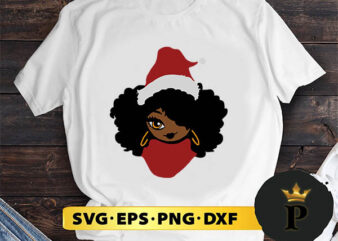 Afro Girl Santa Hat SVG, Merry christmas SVG, Xmas SVG Digital Download