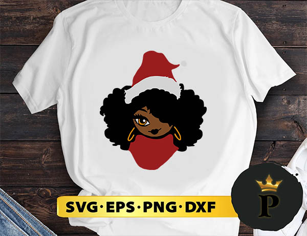 Afro Girl Santa Hat SVG, Merry christmas SVG, Xmas SVG Digital Download