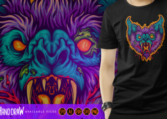 Angry bat head face svg t shirt vector