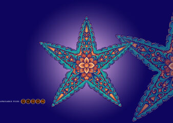 Elegant classic starfish ornament svg